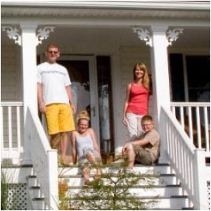 A family on a front porch