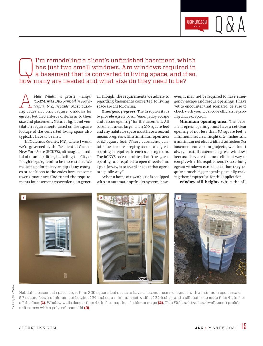 Excerpt from JLConline: Basement Egress pg.1
