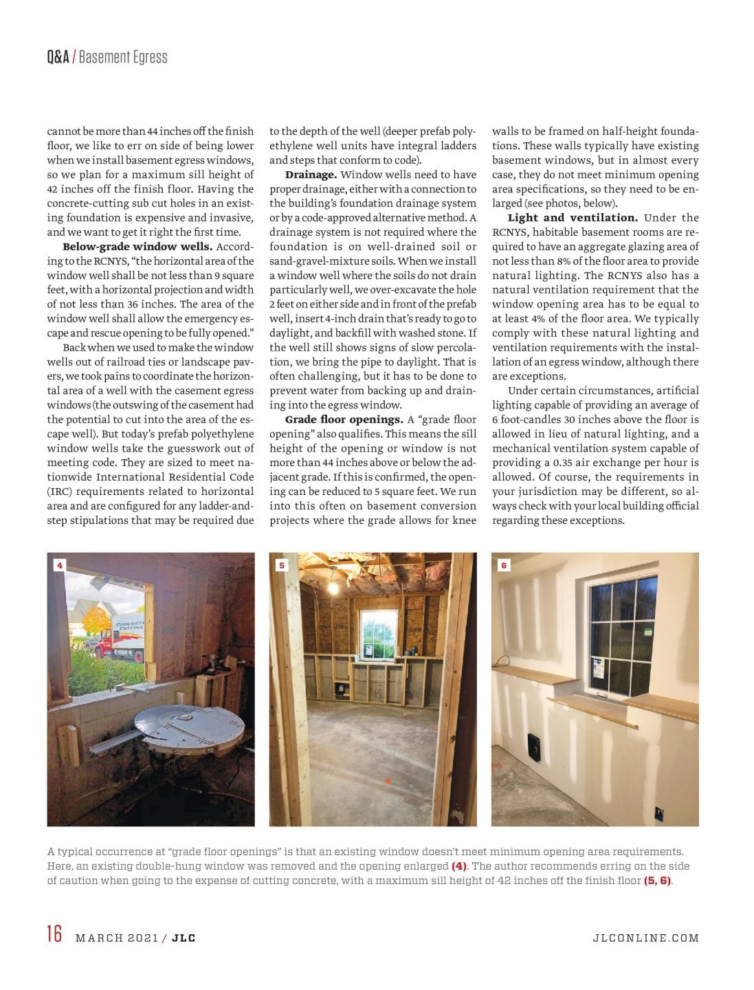 Excerpt from JLConline: Basement Egress pg.2