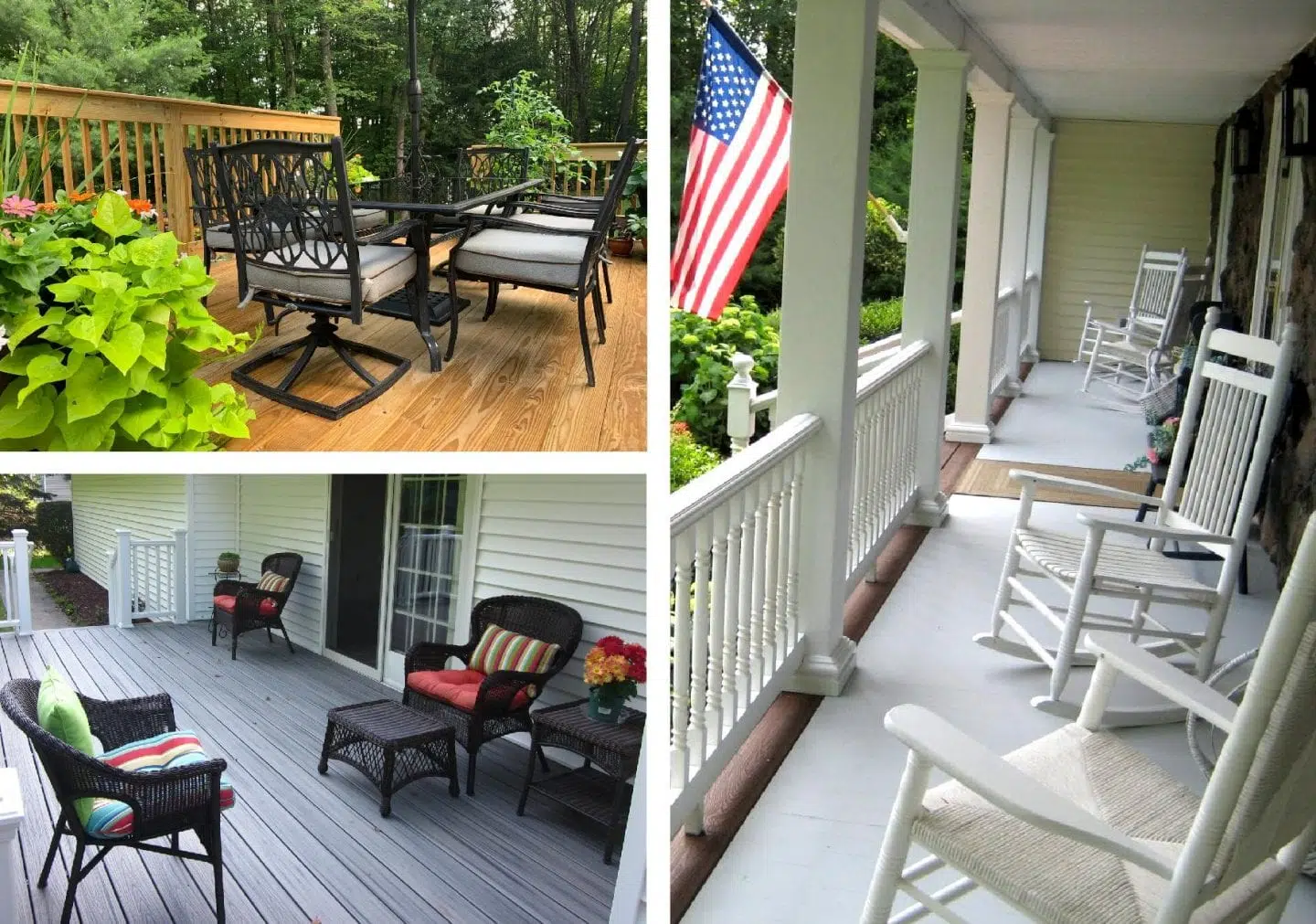  deck, patio, and porch with seating 