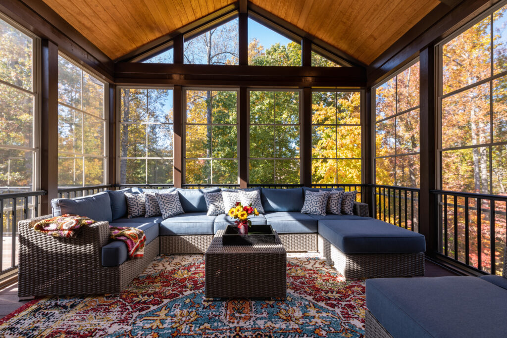 Cozy Furnished Porch Enclosure in Autumn